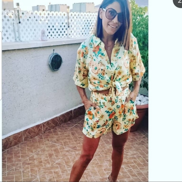 Zara floral print shirt + short Co-ord set - Picture 12 of 16